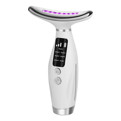 7 Colors LED Lights Face Neck Beauty Device Vibration Massage Improve Neck Lines Home Use Face Lifting Machine 7 Modes 3 Levels