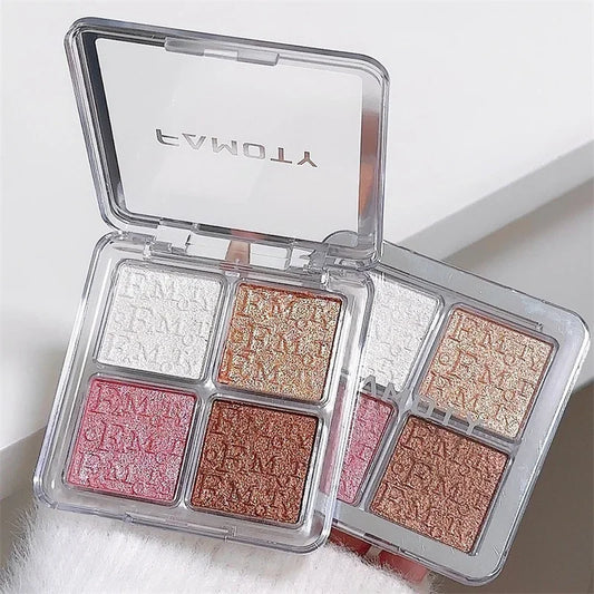 4 Colors Diamond Highlighter Powder Palette Glitter Face Contour Brighten Makeup Shimmer Ultra-concentrated Illuminate Cosmetic