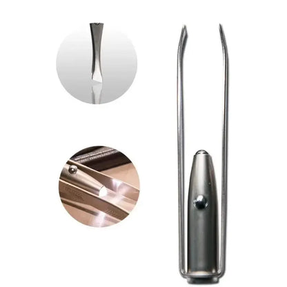 1pc Portable Stainless Steel Smart Design Eyebrow Hair Remove Tweezer With LED Light Makeup Tool