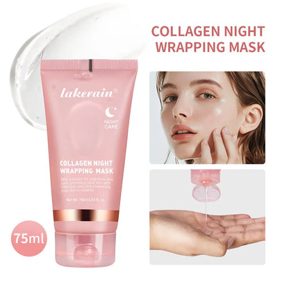 Lakerain Collagen Night Wrapping Mask Elasticity Hydration Care Reduces Sagging & Dullness Hydrolyzed Collagen For Glowing Skin