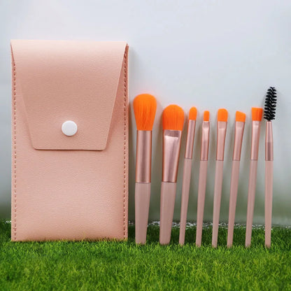 Mini Brush 8-Piece Makeup Bag Portable concealer powder brush set soft fur make-up tool