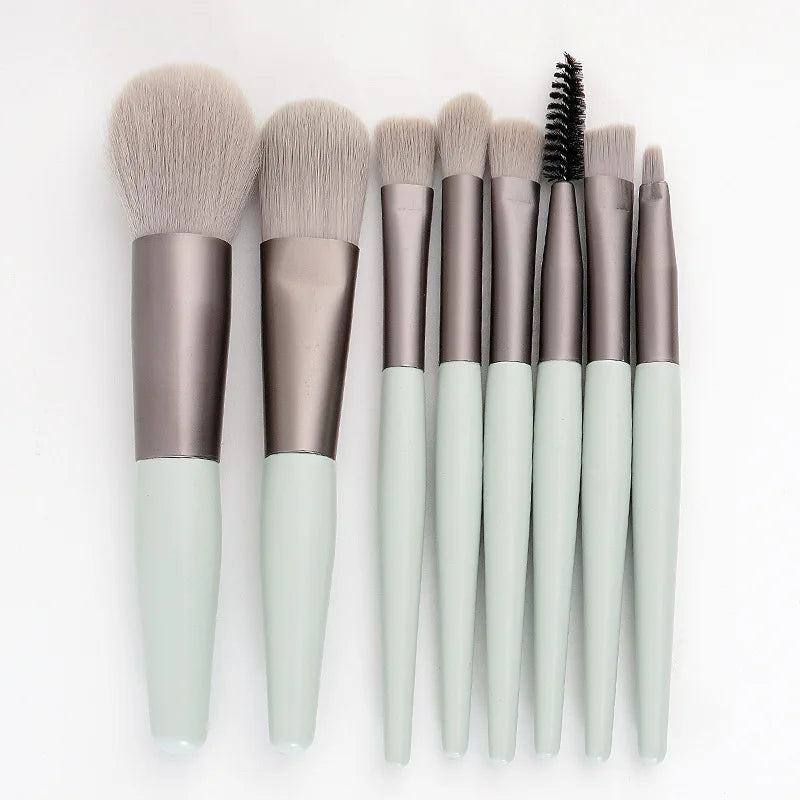 Mini Brush 8-Piece Makeup Bag Portable concealer powder brush set soft fur make-up tool